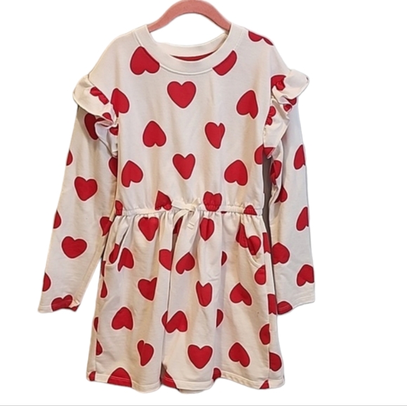 Cat & Jack Other - Cat & Jack Red and White Heart Valentine's Day Ruffle Dress 7/8